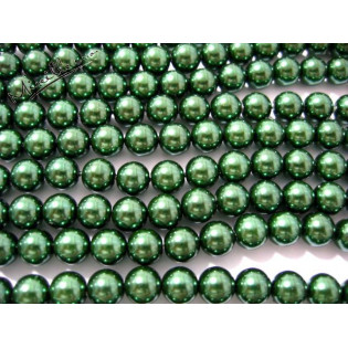 Tmavě zelené voskové perle, 8 mm