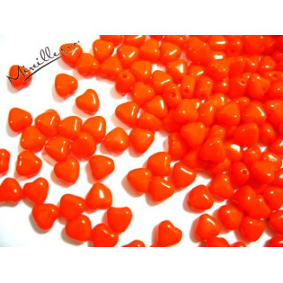 Srdíčka - korálky červeno/oranžové, 6x6 mm