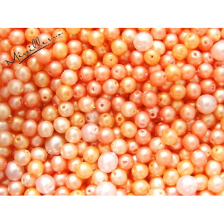 Mix lososovo/růžových matných perlí, 4 -6mm