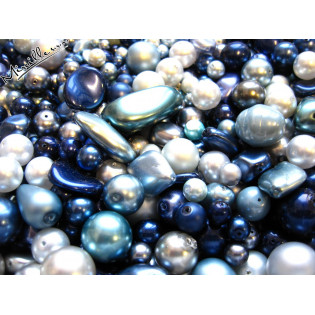 Mix voskových perlí světle a tmavě modrých