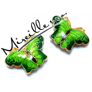 Motýlek Cloisonné zelený 21x15 mm