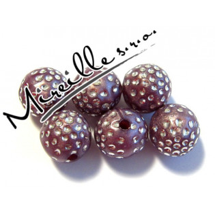 Kulička perleťová fialovo/šedá se stř. tečkami, 9,5 mm