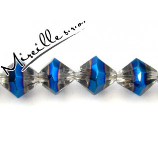 Broušená pyramidka modro/fialovým prstencem, 14x12 mm