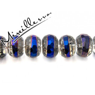 Broušený korálek placatý s modro/fialovým prstencem, 12x8 mm