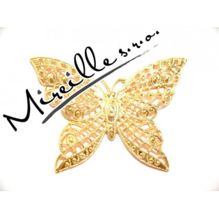 Filigránový motýl zdobený, 65x48 cm, ZLATÝ odstín