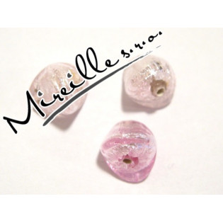 Vinutá perle jehlánek světle růžová se stříbrem,  10 mm