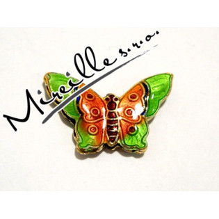 Motýlek zeleno/cihlový, 27x27 mm