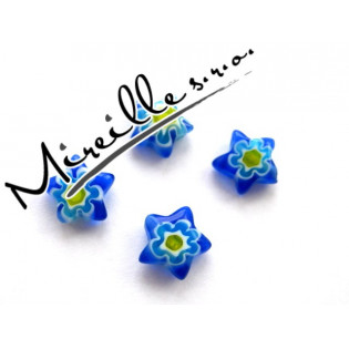 Hvězdička Millefiori tm. modro/žlutá, 10 mm