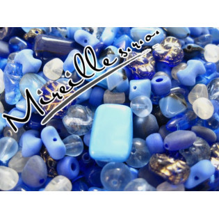 Mix mačkaných korálků modrých odstínů