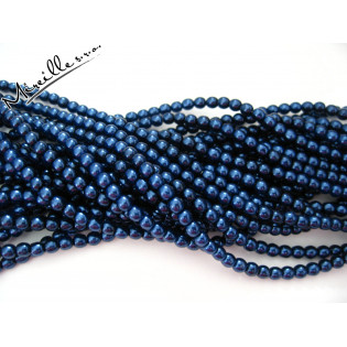 Tmavě modré lesklé voskové perle, 4 mm