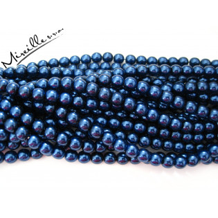 Tmavě modré lesklé voskové perle, 6 mm