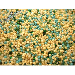 Mix rokajlových korálků žluto/tyrkysových 2 mm