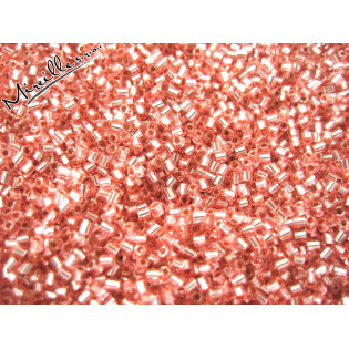 Růžový rokajl sekaný, stříbrný střed, 3 mm