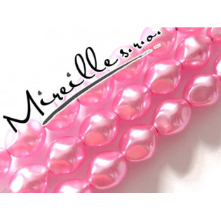 Voskové perle středně růžové, mačkané olivky, 7x6 mm