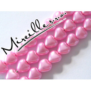 Voskové perle středně růžová - srdíčka, 6 mm