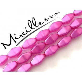 Voskové perle sytě růžové, dlouhé lucerny, 8x4 mm