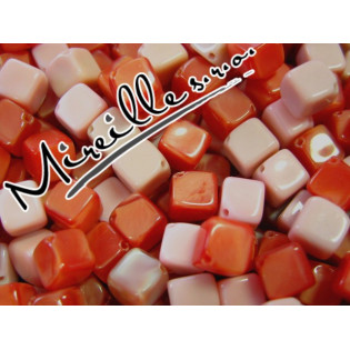 Mix kostičky červené a růžové, 6x6 mm