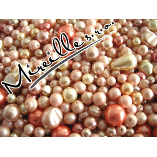 Mix voskových perlí lososovo/starorůžových lesk/mat