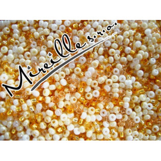 Mix smetanovo/oranžový rokajl korálků, 2,2 mm