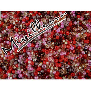 Mix rokajl ćerveno/růžovo/fialových korálků, 2 mm
