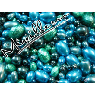 Mix hrubých a hladkých perlí, tyrkys/modrá