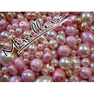 Mix hrubých a hladkých perlí růžová/lososová