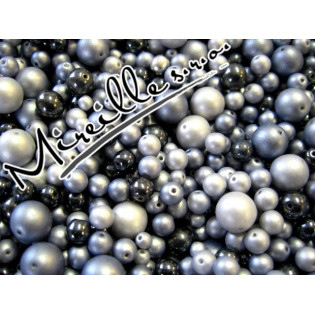 Mix matných voskových perlí odstíny šedé kuličky