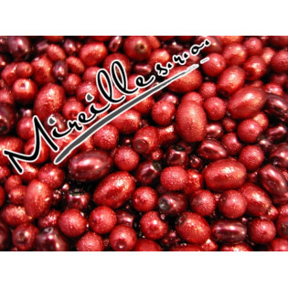 Mix hrubých a hladkých perlí červená/bordó