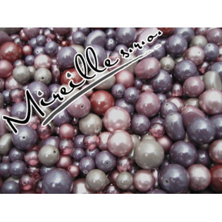 Mix duhových perlí starorůžovo/fialovo/hnědých, 50 g