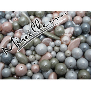 Mix duhových perlí lososově/šedé, 50 g