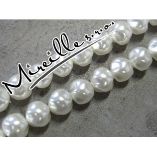 Voskové perle bílo/smetanové - mačkaná kulička, 8 mm