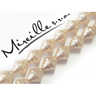 Voskové perle smetanově/lososové mušle, 8x7,5 mm