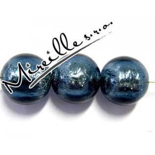 Vinutá perle modrá Montana s plátkem stříbra, 12 mm