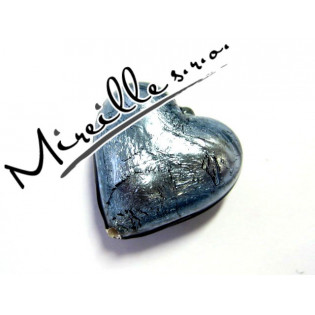 Vinutá perle modrá Montanta srdíčko se stříbrem, 18x16 mm