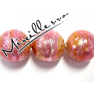 Vinutá perle růžovo/oranžová se stříbrem, 12 mm