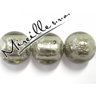 Vinutá perle šedá se stříbrem, 12 mm