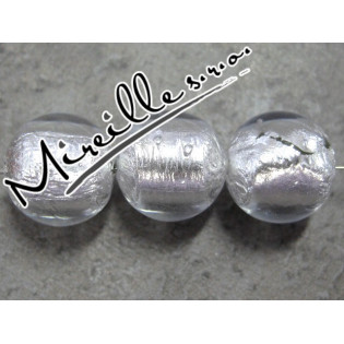 Vinutá perle čirá se stříbrem, 12 mm