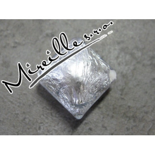 Vinutá perle čirá, čtvereček s plátkem stříbra, 16x16 mm