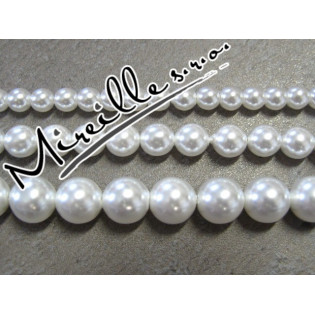 Bílé lesklé voskové perle, 6 mm