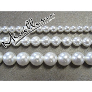Bílé lesklé voskové perle, 8 mm