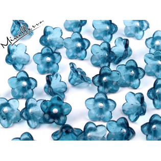 Plastová květinka petrolejově modrá, 8x12 mm
