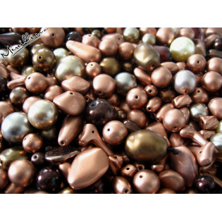 Mix voskových měděno/hnědých perlí