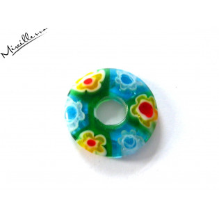 Millefiori donut zeleno/modrý, 25 mm