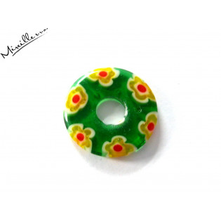 Millefiori donut zelený, 25 mm