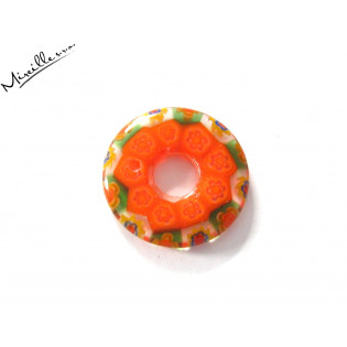 Millefiori donut oranžový, 25 mm