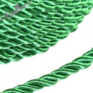 Splétaná saténová šňůra zelená, 4 mm