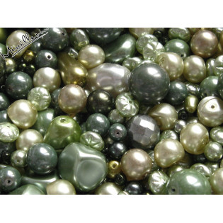 Mix voskových perel v odstínu zelené a smetanově/zelené