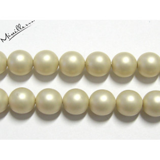 Zataženě bílé matné voskové perle, 8 mm