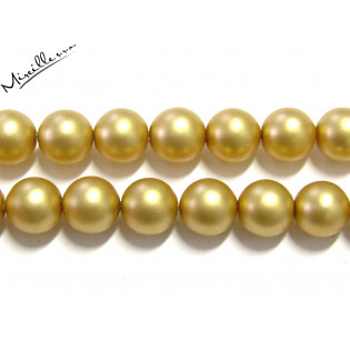 Cream/gold matované voskové perle, 8 mm