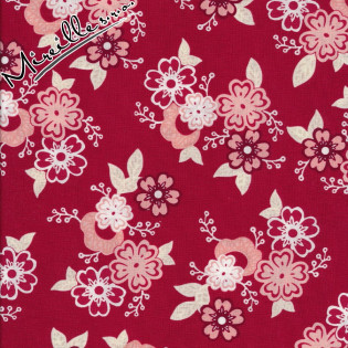 Látka Raspberry Parlour červená s květy